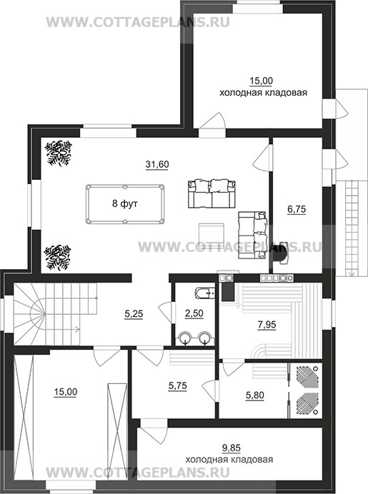 Поэтажные планы проект дома 76-49 общ. площадь 265,30 м2