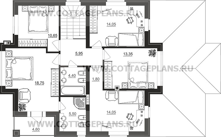 Поэтажные планы проект дома 100-48 общ. площадь 179,40 м2