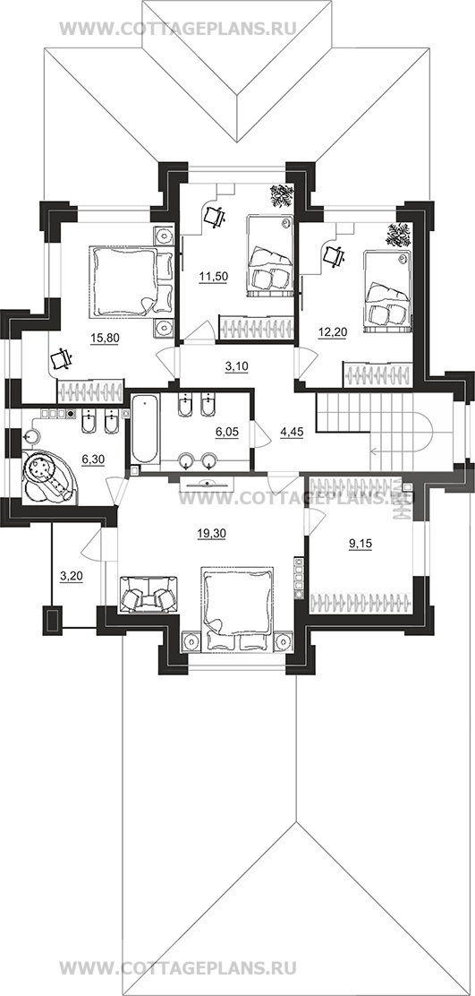 Поэтажные планы проект дома 200-84 общ. площадь 223,20 м2