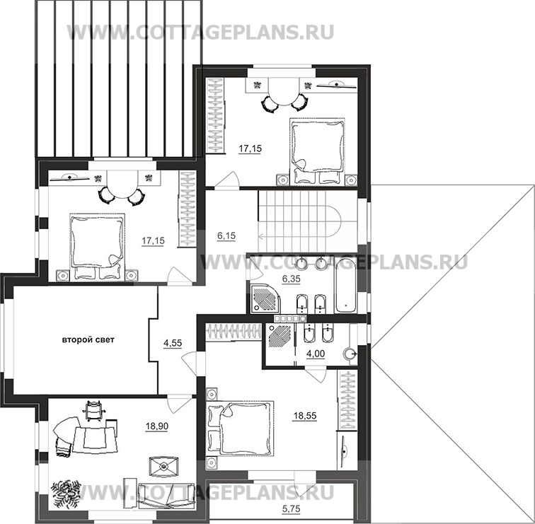 Поэтажные планы проект дома 97-63 общ. площадь 236,35 м2