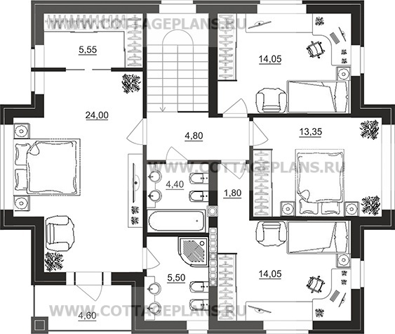 Поэтажные планы проект дома 93-86 общ. площадь 243,90 м2