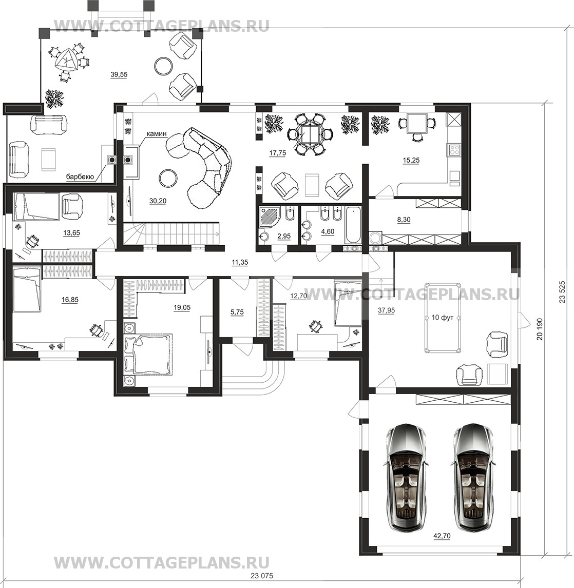 Поэтажные планы проект дома 96-37 общ. площадь 483,25 м2