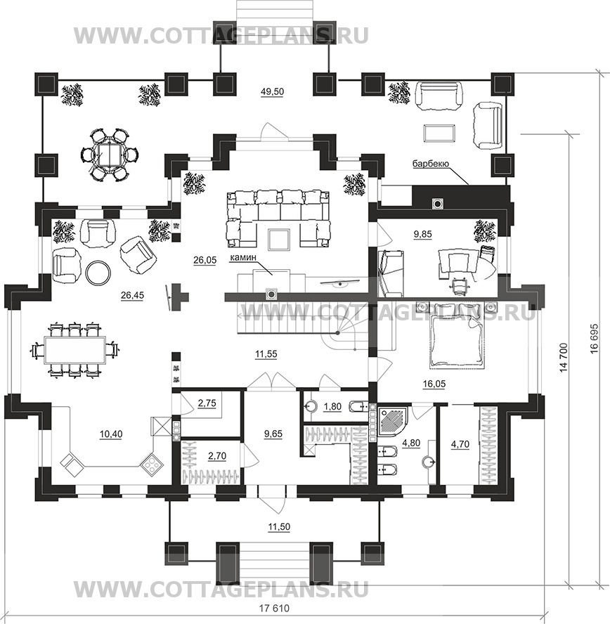 Поэтажные планы проект дома 101-26 общ. площадь 377,95 м2