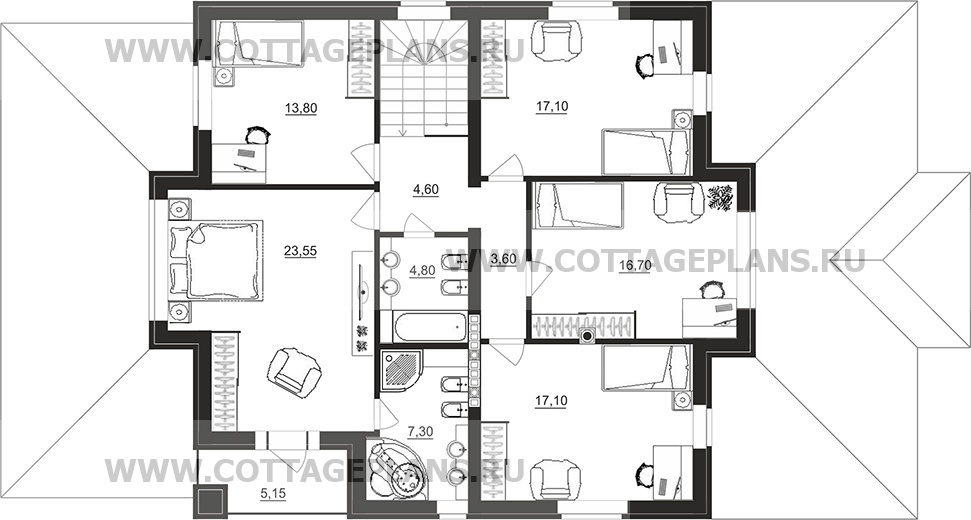 Поэтажные планы проект дома 93-95 общ. площадь 382,95 м2
