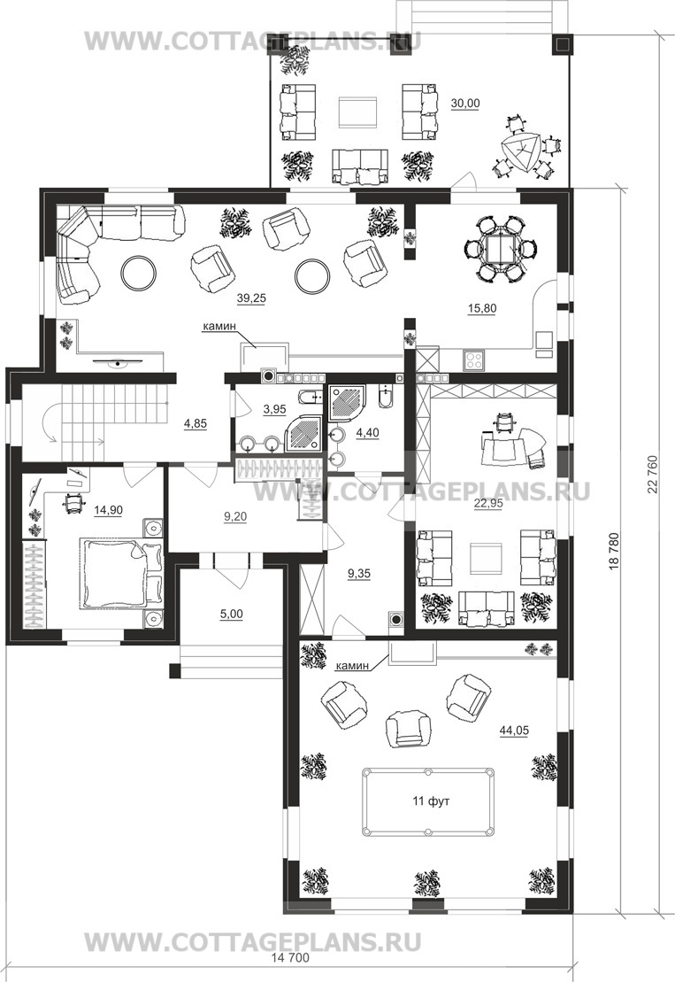 Поэтажные планы проект дома 84-19 общ. площадь 485,15 м2