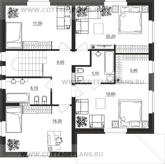 Поэтажные планы проект дома 15-29 общ. площадь 206,95 м2