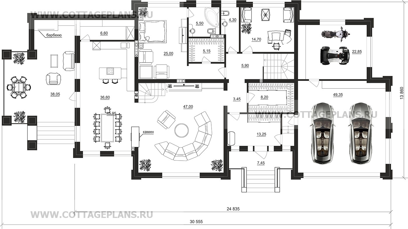 Поэтажные планы проект дома 205-19 общ. площадь 542,35 м2