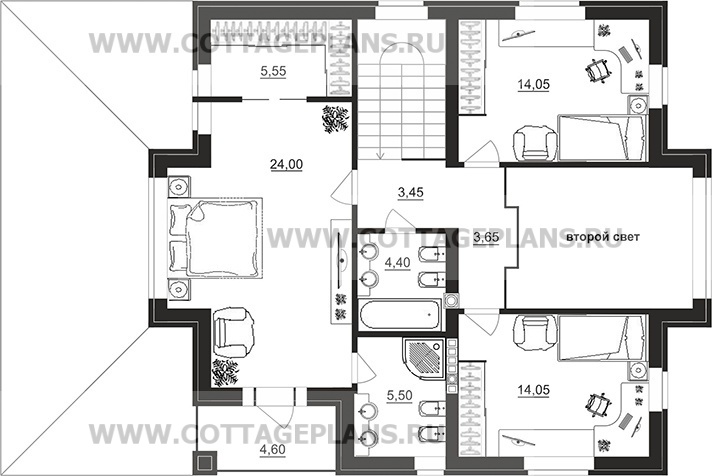Поэтажные планы проект дома 96-65 общ. площадь 267,40 м2