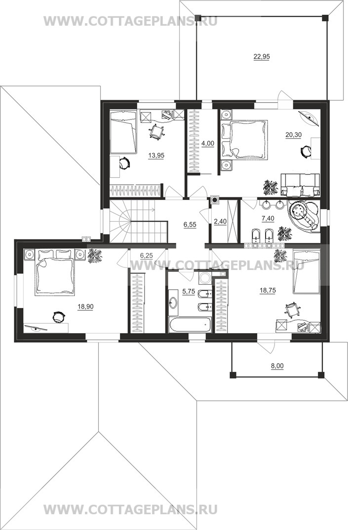 Поэтажные планы проект дома 71-05 общ. площадь 347,90 м2