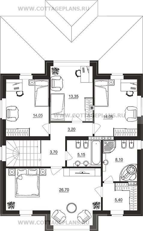 Поэтажные планы проект дома 71-48 общ. площадь 276,15 м2