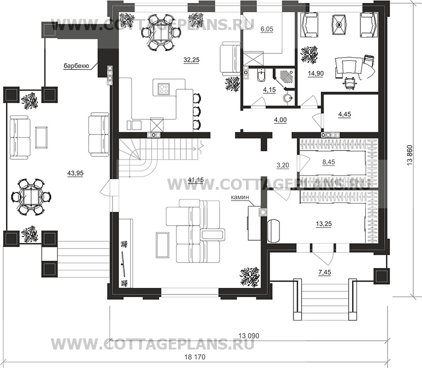 Поэтажные планы проект дома 205-37 общ. площадь 406,85 м2