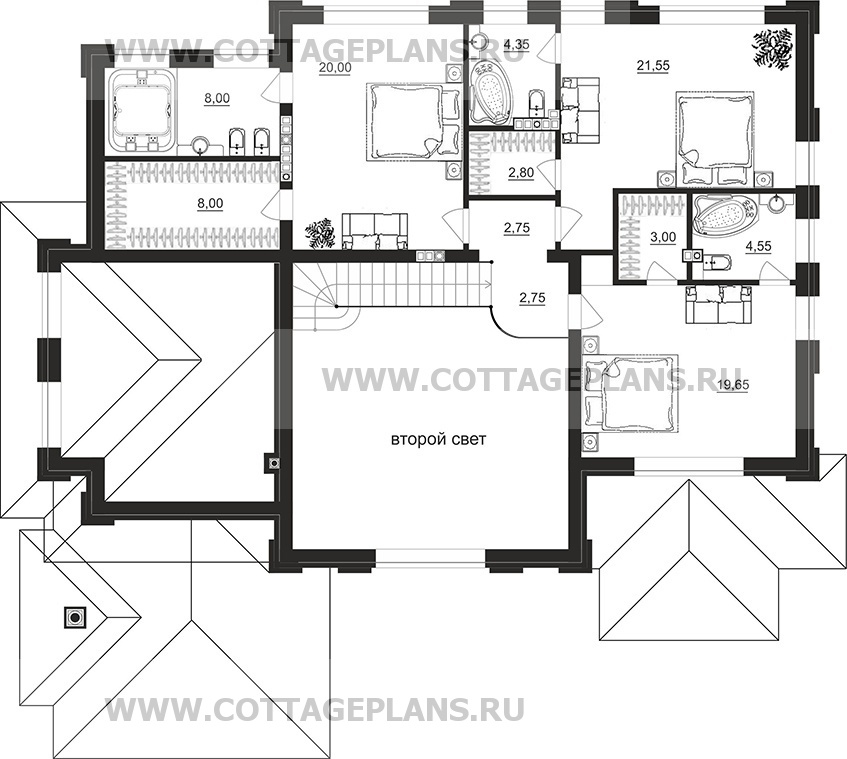 Поэтажные планы проект дома 203-34 общ. площадь 410,85 м2