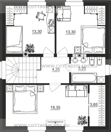 Поэтажные планы проект дома 89-34 общ. площадь 120,15 м2