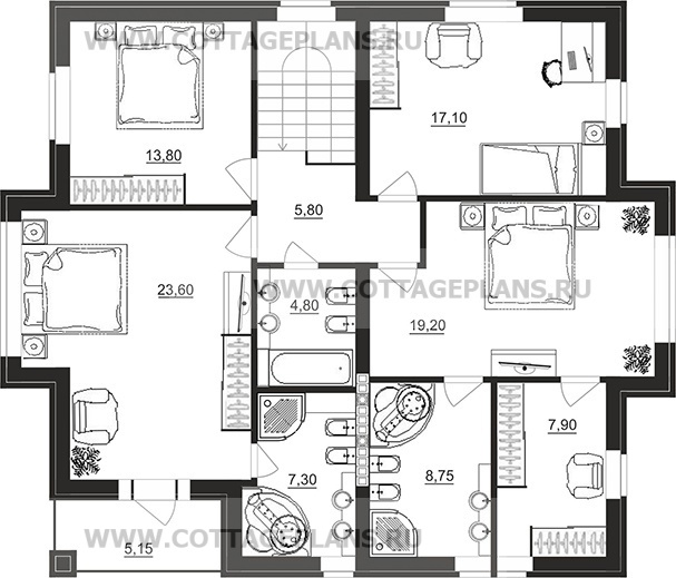 Поэтажные планы проект дома 93-87 общ. площадь 300,85 м2