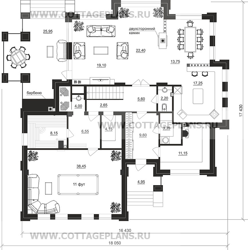 Поэтажные планы проект дома 202-02 общ. площадь 293,70 м2