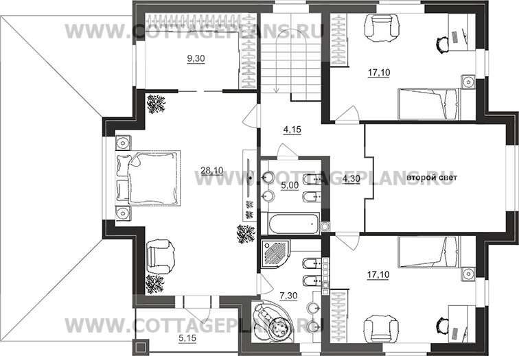Поэтажные планы проект дома 96-66 общ. площадь 326,90 м2