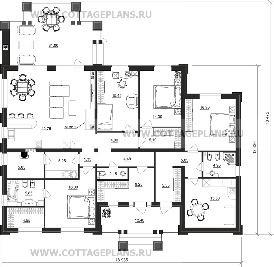 Поэтажные планы проект дома 902-52 общ. площадь 189,55 м2