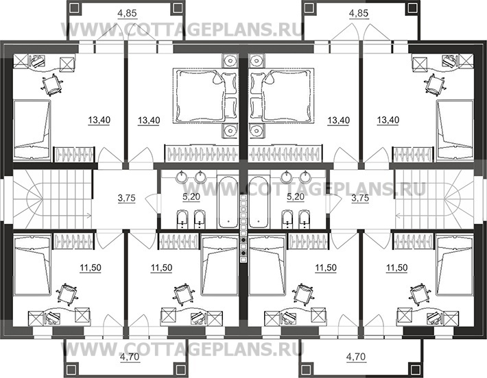 Поэтажные планы проект дома 09-18 общ. площадь 239,80 м2