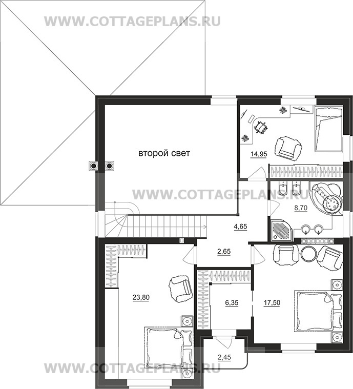 Поэтажные планы проект дома 95-14 общ. площадь 190,30 м2