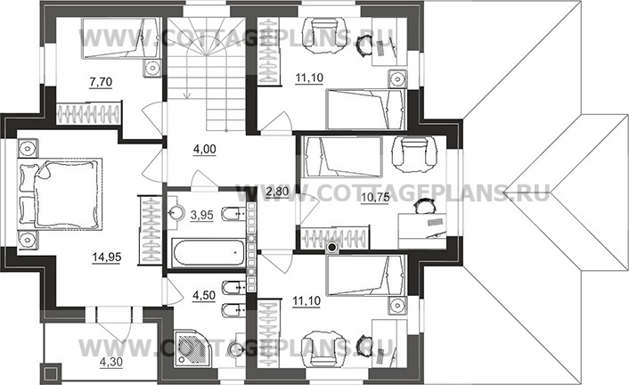 Поэтажные планы проект дома 93-79 общ. площадь 213,40 м2