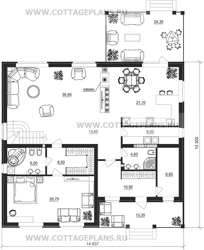 Поэтажные планы проект дома 88-65 общ. площадь 415,25 м2