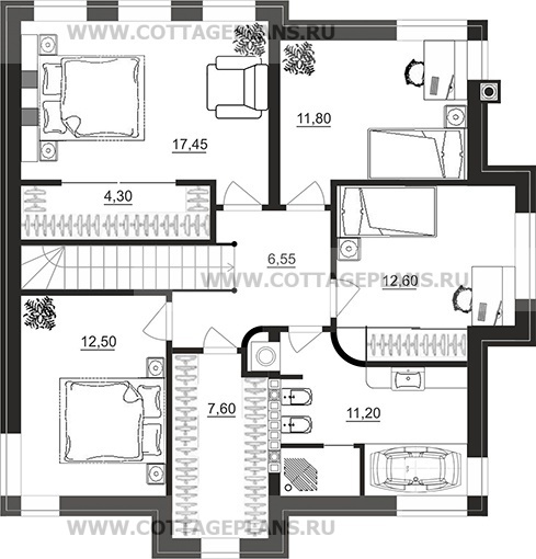 Поэтажные планы проект дома 204-55 общ. площадь 156,35 м2