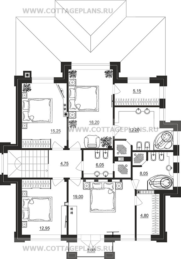 Поэтажные планы проект дома 100-76 общ. площадь 212,80 м2