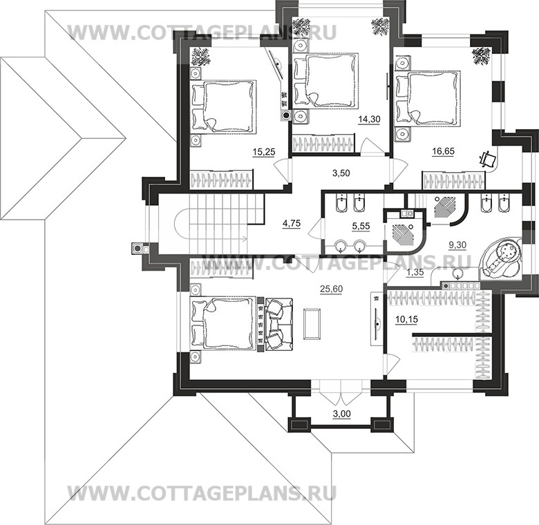 Поэтажные планы проект дома 202-07 общ. площадь 249,15 м2