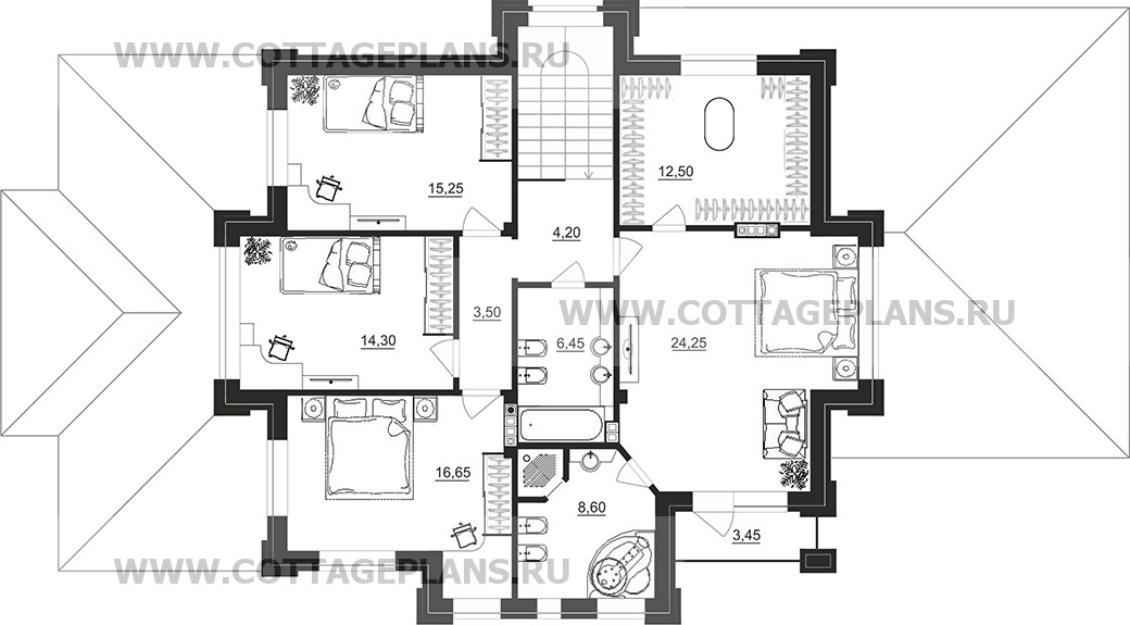 Поэтажные планы проект дома 100-88 общ. площадь 242,50 м2