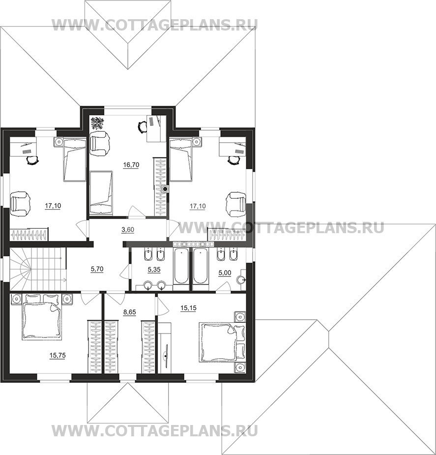 Поэтажные планы проект дома 93-77 общ. площадь 380,35м2