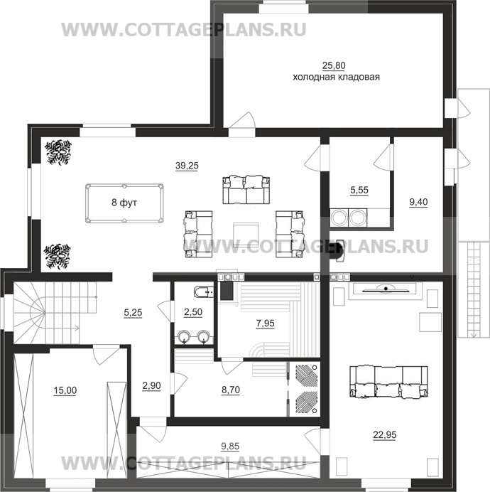 Поэтажные планы проект дома 24-58 общ. площадь 391,30 м2