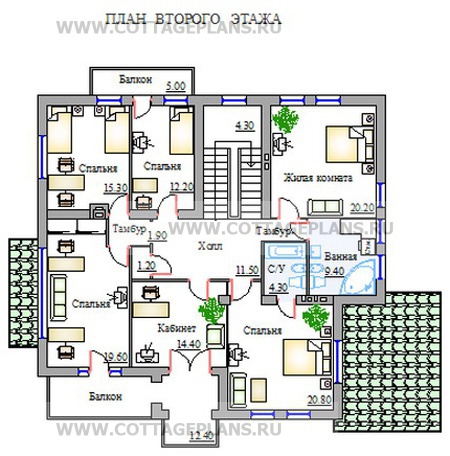 Поэтажные планы проект дома 32-07 общ. площадь 301,0м2