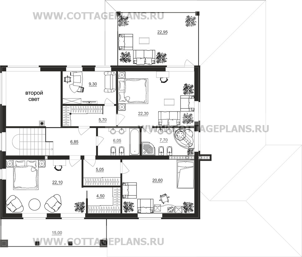 Поэтажные планы проект дома 88-81 общ. площадь 590,25 м2