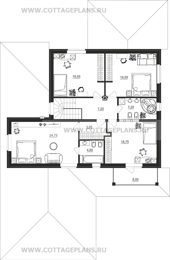 Поэтажные планы проект дома 71-06 общ. площадь 428,80 м2