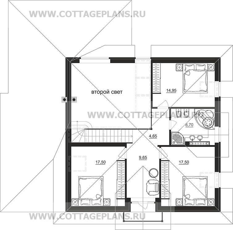 Поэтажные планы проект дома 95-73 общ. площадь 200,05 м2