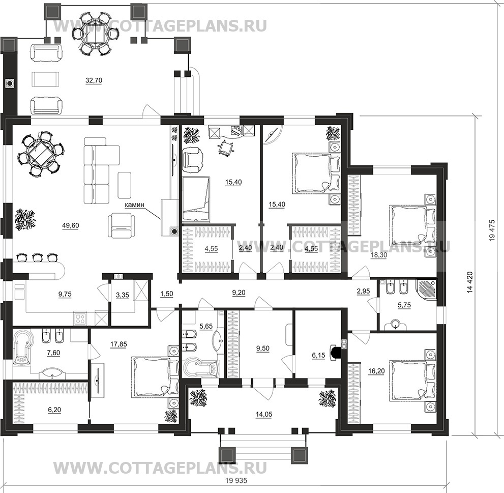 Поэтажные планы проект дома 902-47 общ. площадь 214,25 м2