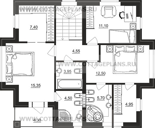 Поэтажные планы проект дома 29-70 общ. площадь 129,80 м2