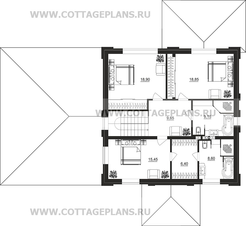 Поэтажные планы проект дома 206-55 общ. площадь 232,55м2