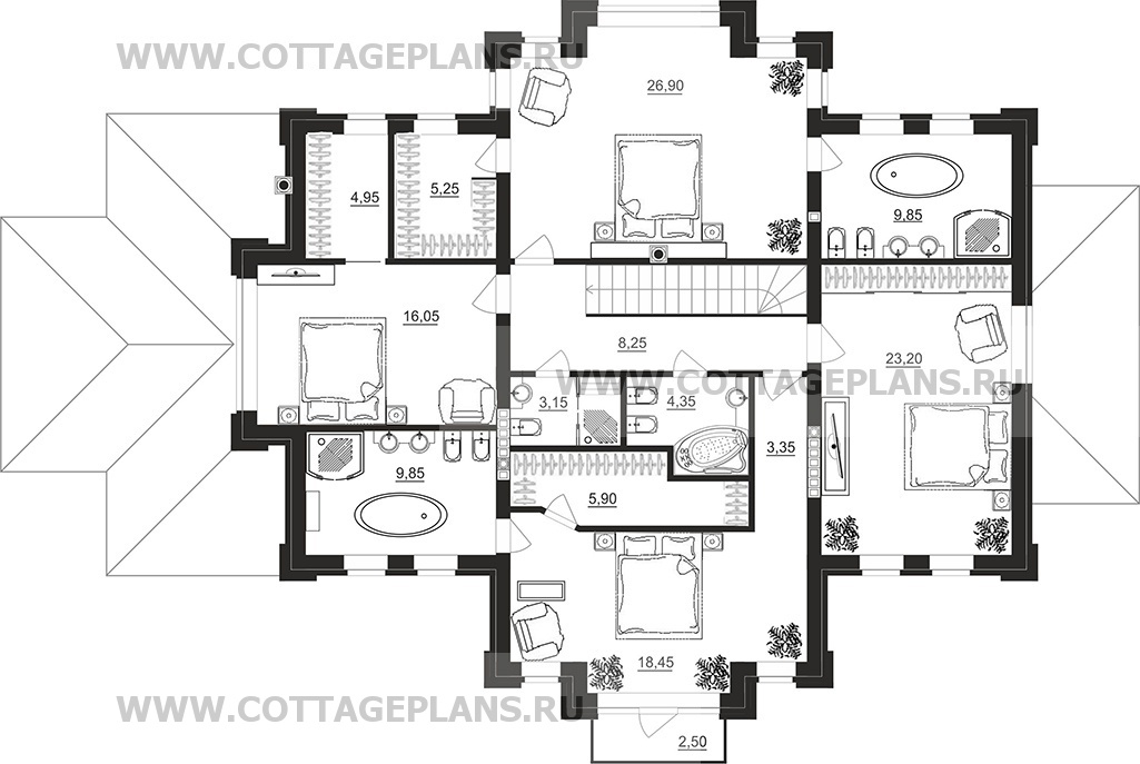 Поэтажные планы проект дома 103-23 общ. площадь 396,15 м2