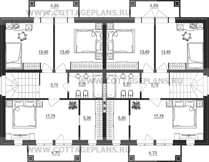 Поэтажные планы проект дома 26-18 общ. площадь 239,80 м2