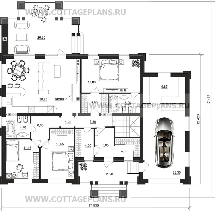 Поэтажные планы проект дома 91-71 общ. площадь 265,10 м2