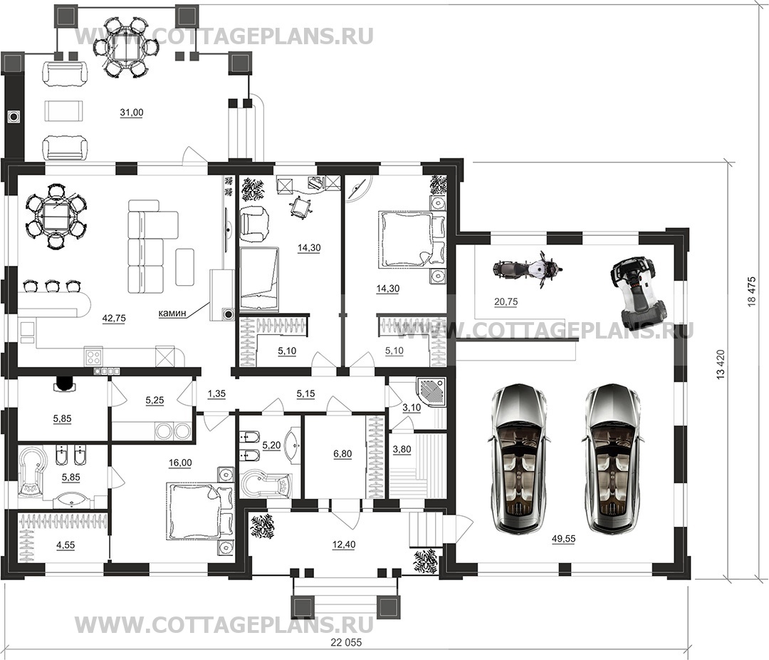 Поэтажные планы проект дома 27-75 общ. площадь 214,75 м2