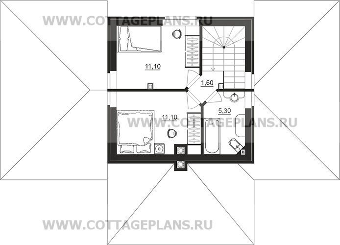 Поэтажные планы проект дома 94-02 общ. площадь 77,40 м2