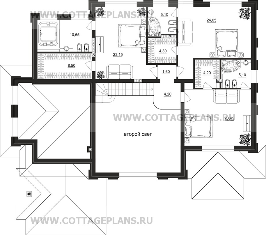 Поэтажные планы проект дома 203-35 общ. площадь 488,9 м2