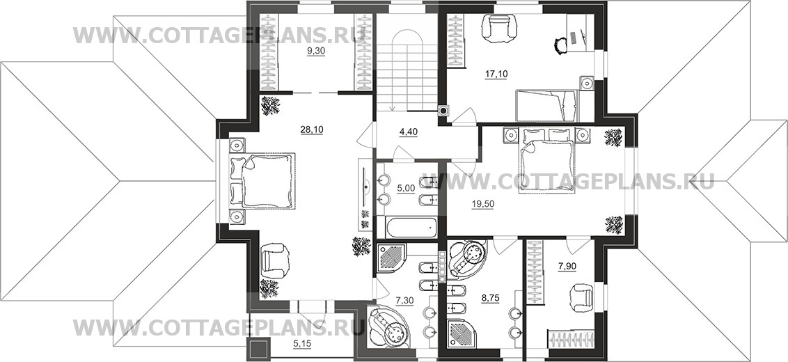 Поэтажные планы проект дома 200-66 общ. площадь 265,75 м2
