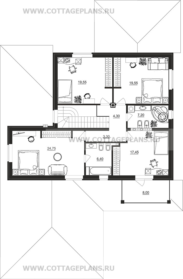 Поэтажные планы проект дома 93-04 общ. площадь 349,80 м2
