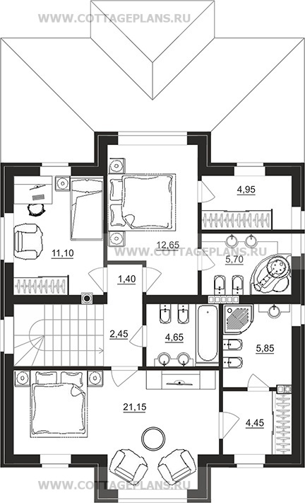 Поэтажные планы проект дома 74-86 общ. площадь 225,35 м2