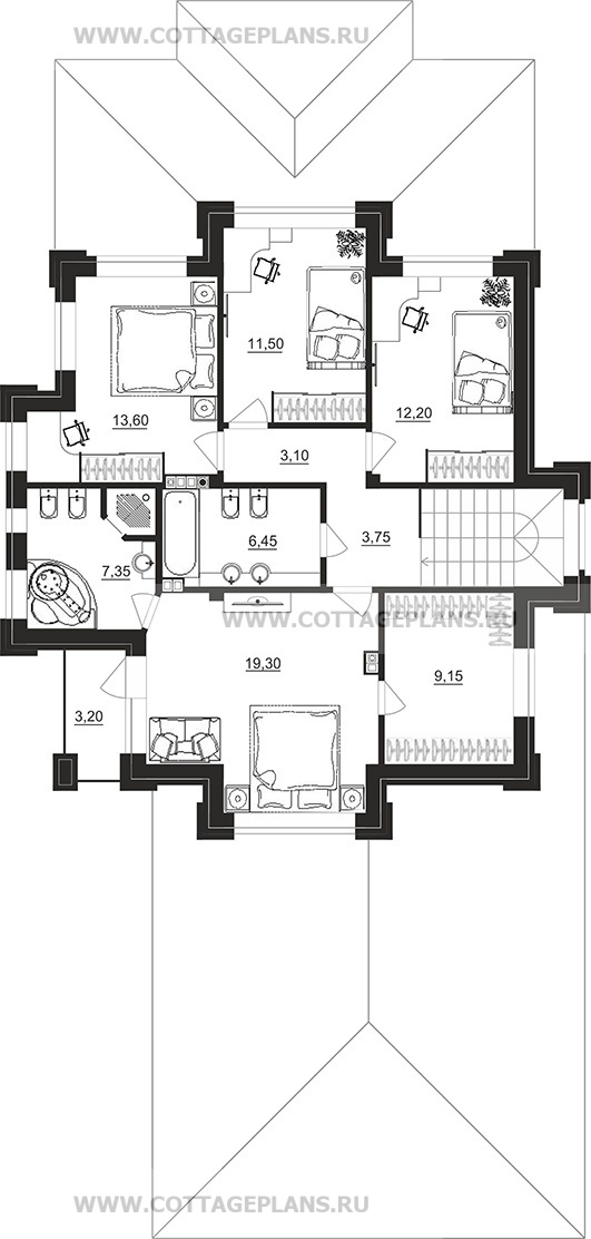 Поэтажные планы проект дома 200-84 общ. площадь 223,20 м2
