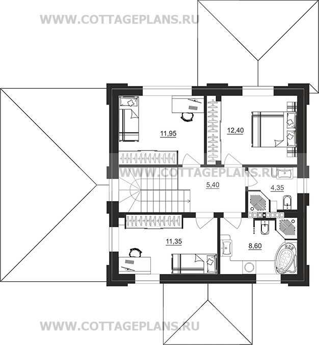 Поэтажные планы проект дома 206-61 общ. площадь 152,40м2