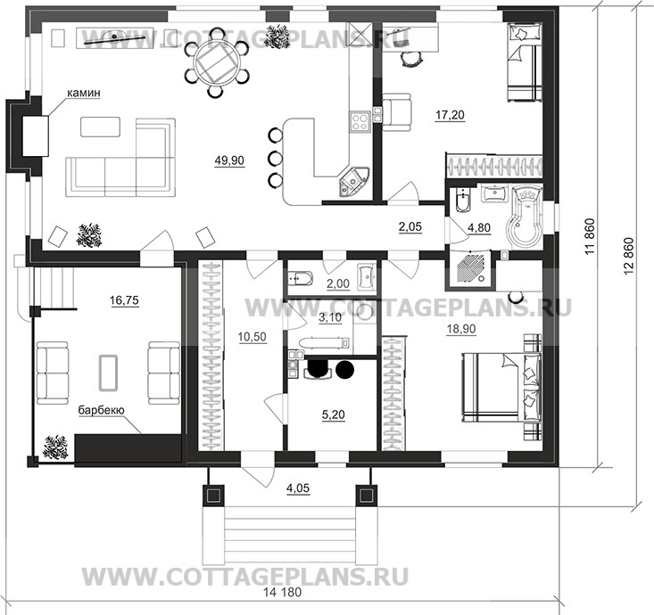 Поэтажные планы проект дома 900-56 общ. площадь 113,65м2